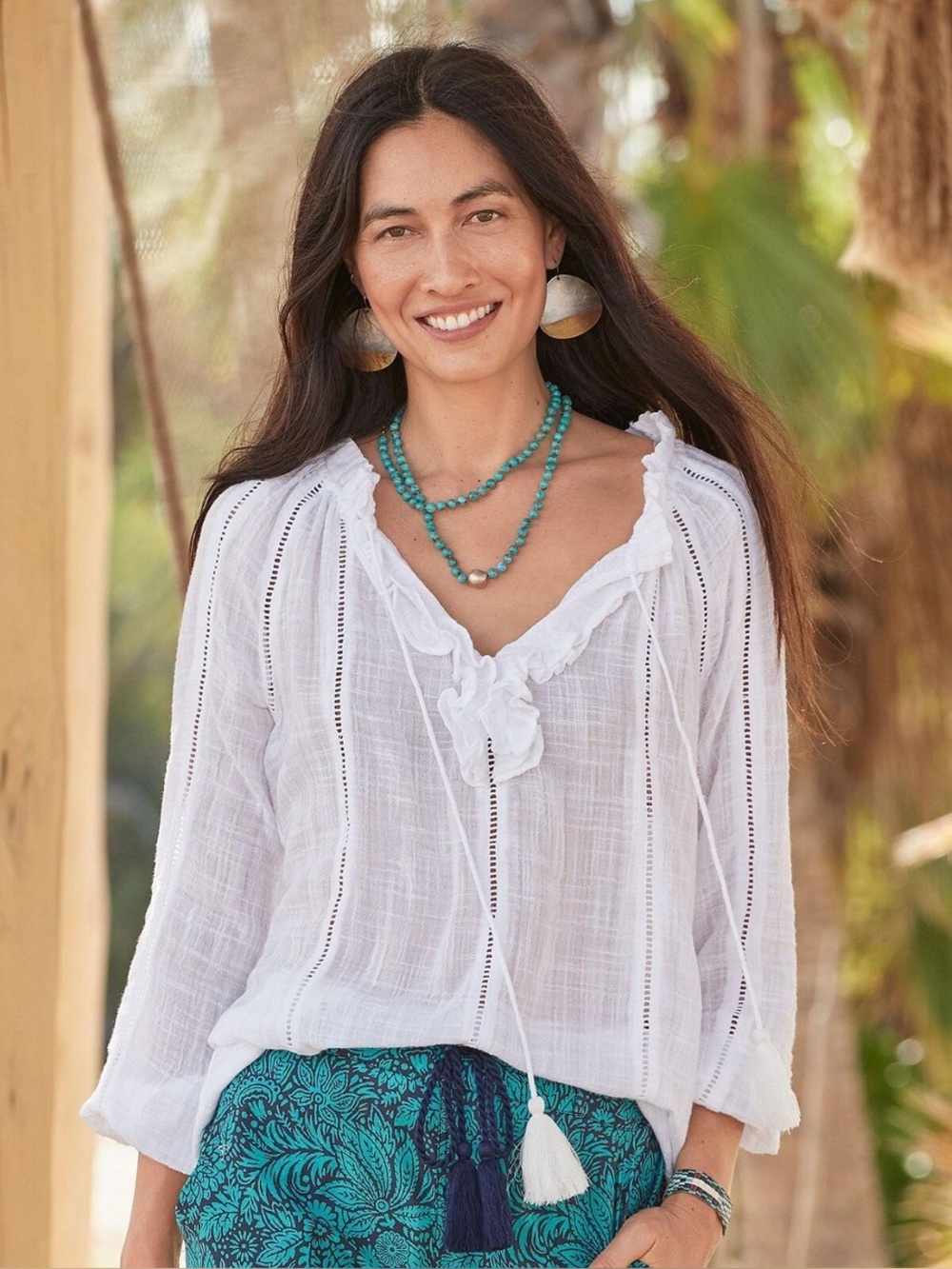 Sundance Artist Tasseled Peasant Blouse